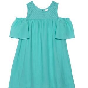 Wonder Nation Girls Cold Shoulder Lace Yoke Shift Dress Size M (7-8)